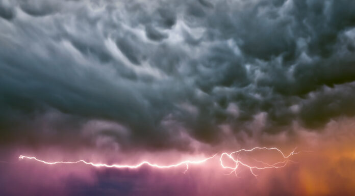 Lightning Paloozafest in the Badlands Lightning and dramatic storm clouds - Badlands National Park, South Dakota